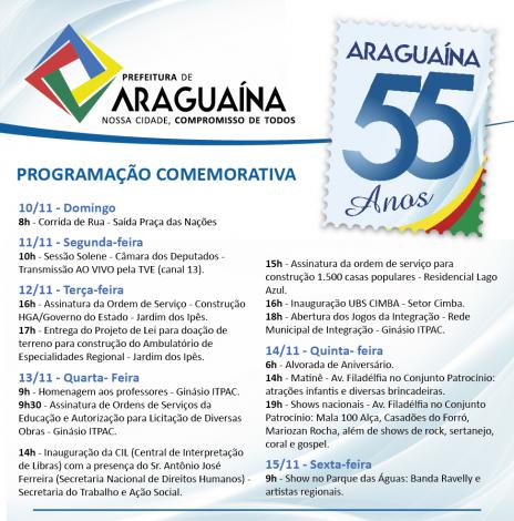 Araguaína celebra 55 anos com programação extensa