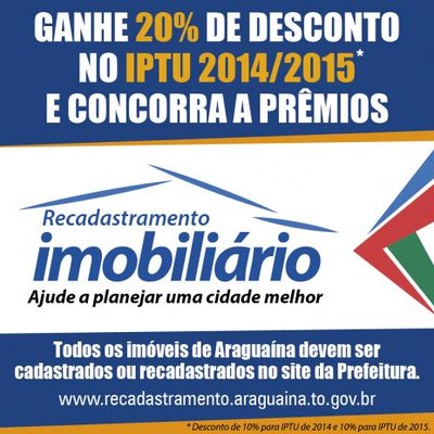 Dia 20 é o prazo final para o Recadastramento Imobiliírio