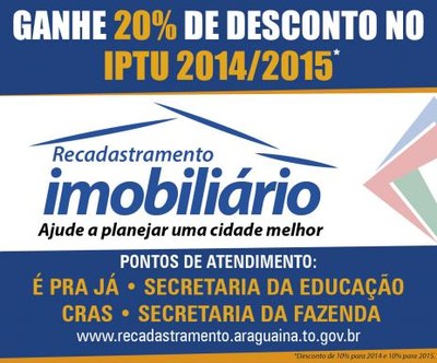 Recadastramento Imobiliírio encerra-se na próxima segunda, 20