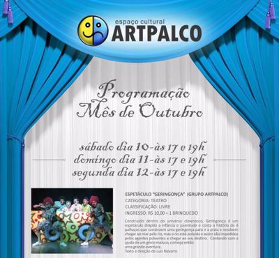 Com apoio da Prefeitura, Espaço Cultural ArtPalco divulga programação cultural do mês de outubro