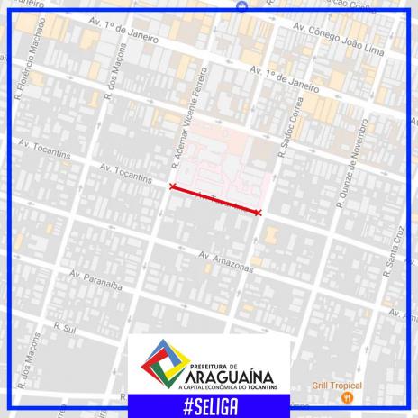 Prefeitura interdita Avenida Tocantins para obras de rede de esgoto e calçadas