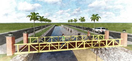 Marginal Neblina tem construção de passarelas para passagem sobre o córrego