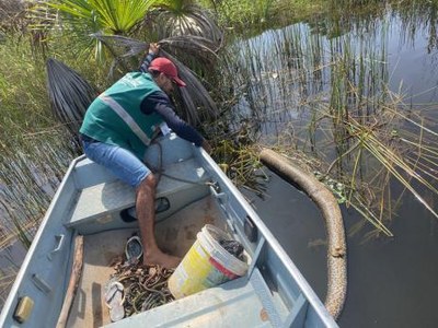 Mais de 400 metros de rede foram apreendidos no Lago Azul desde novembro